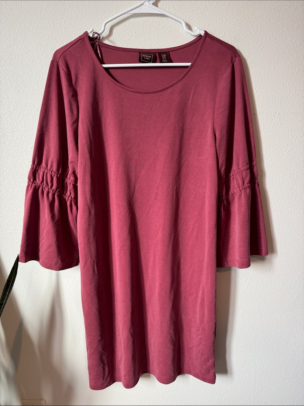 Marina Luna Dusty Rose Bell Sleeve dress